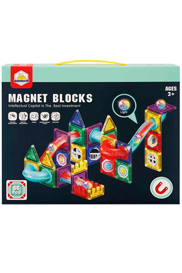 Eğitici Manyetik Bloklar - Işıklı Top 66 Parça