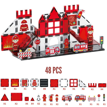 Eğitici Manyetik Bloklar - 48 Parça İtfaiye