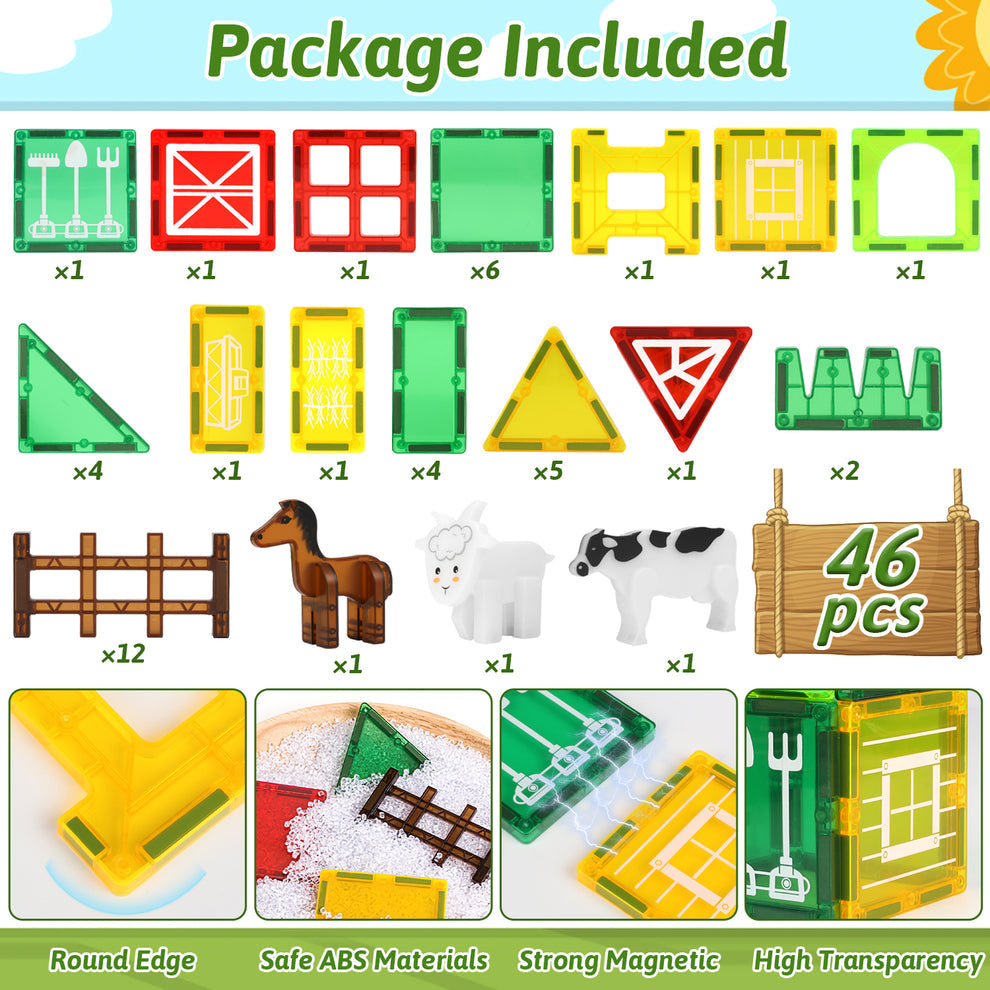 Eğitici Mıknatıslı yapı bloğu - 46 parça Çiftlik